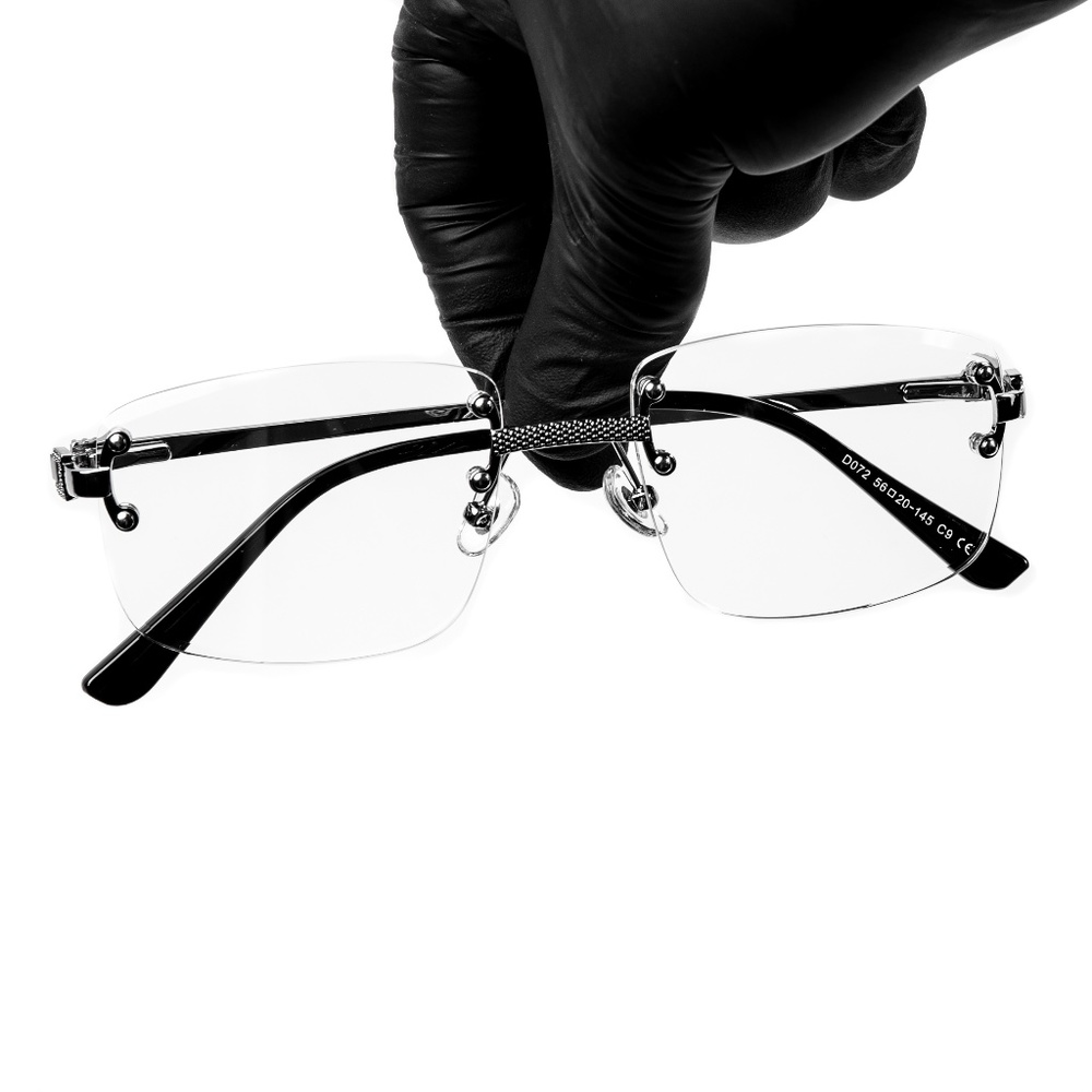 Silver Frame Retro Clear Lens Tint Men's Rimless Glasses